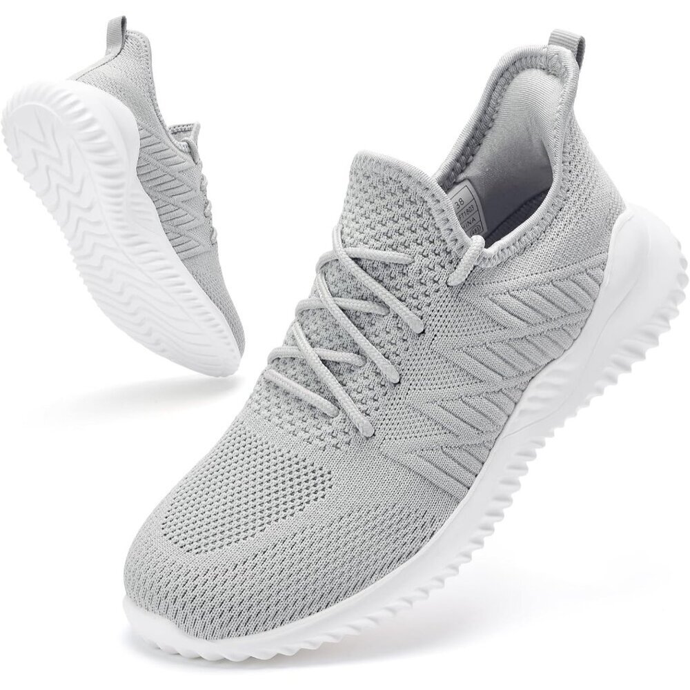Women's Grey Imported Memory Foam Lightweight Comfort Casual Sneakers